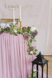 Artificial Rose Flower Runner Rustic Flower Garland Floral Arrangements Wedding Ceremony Backdrop Arch Flowers Table Centerpieces Decorations (5FT Long, Cream Plum)
