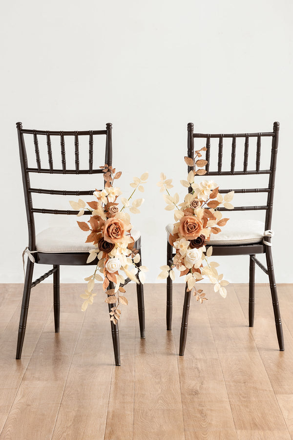 CharactersRustic Wedding Chair Flowers - Rust  Sepia Floral Decor