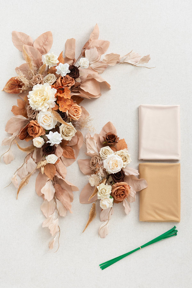 Rust  Sepia Flower Arch Decor with Drapes