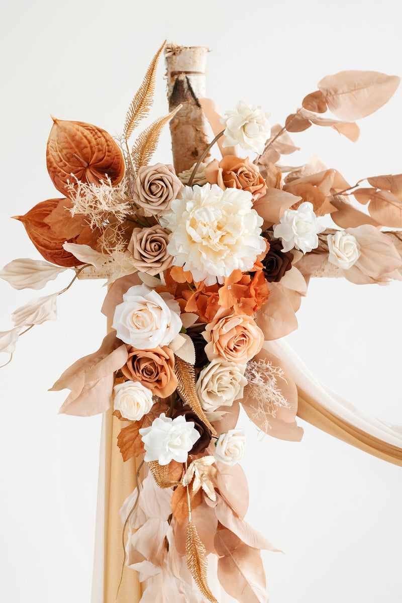 Rust  Sepia Flower Arch Decor with Drapes