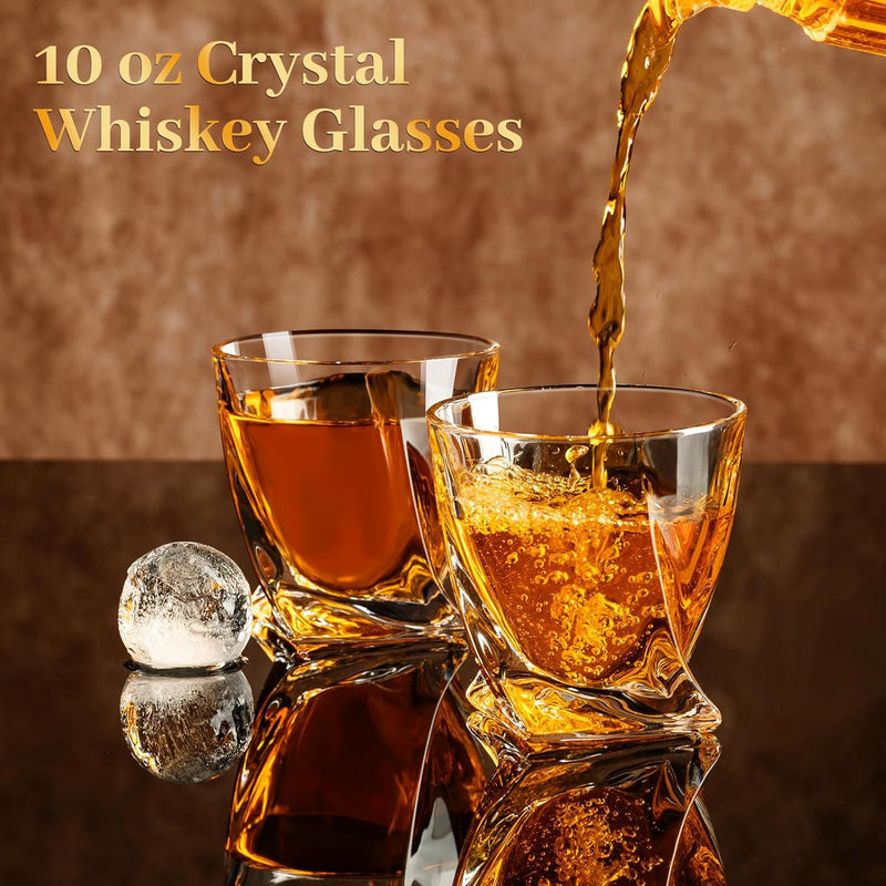 PARACITY Whiskey Glasses Set of 2, Old Fashioned Cocktail Glass, 10 OZ Whiskey Glasses, Bourbon Glasses, Rocks Glasses for Scotch, Liquor Vodka, Bourbon, Whiskey Gifts for Men, Husband, Boyfriend