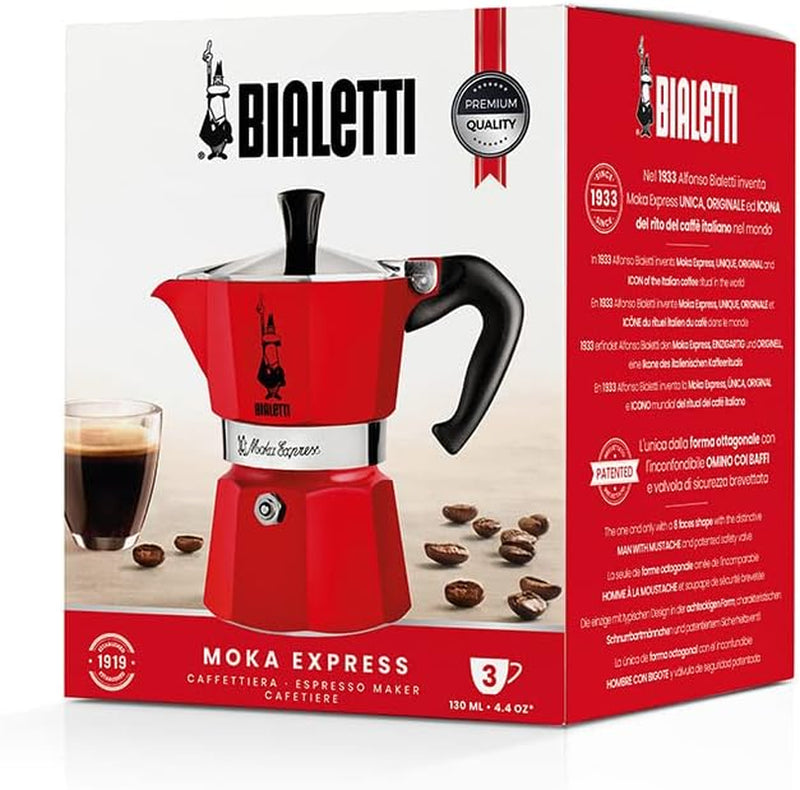 Bialetti 4942 Moka Express Espresso Maker,3 cups Red