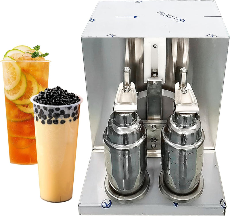 Yovtekc Double Frame Bubble Tea Shaker Machine Beverage, Milk Shaking Machine Bubble Tea Shaking Machine， Boba Bottle Shaking Machine， Stainless Steel Double-Cup Drink Mixer