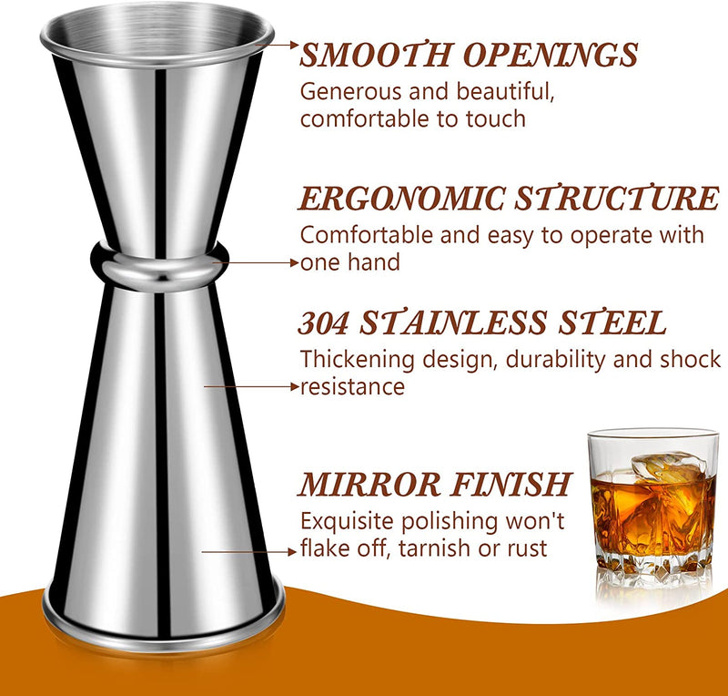 9 Pieces Jigger for Bartending Cocktail Jigger 2 oz 1 oz, 304 Stainless Steel Shot Glass Measuring Cup Shot Measure Jigger Double Japanese Jigger for Bartender Bar Supplies