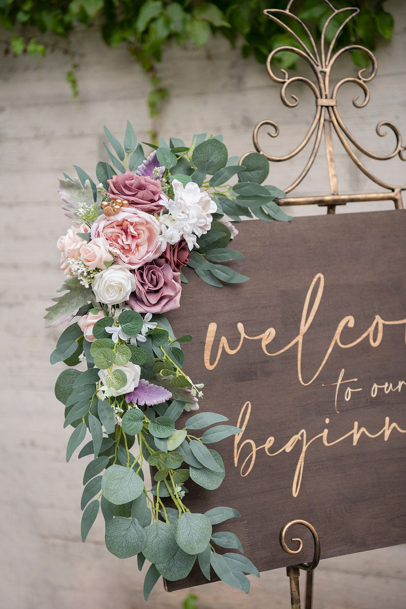 Dusty Rose Floral Sign Decor