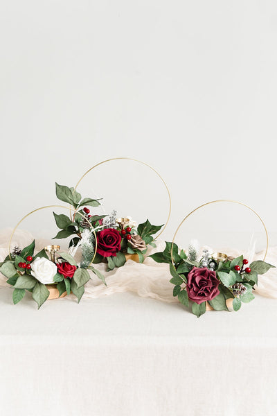 Wreath Hoop Centerpiece Set in Christmas Red & Sparkle