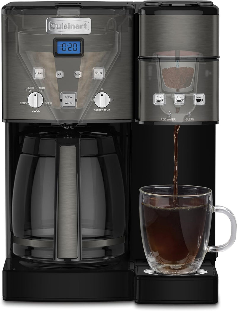 Cuisinart Coffee Maker,12 Cup with 3 Single-Size Brewers, 6, 8, 12 oz, Black/Stainless Steel, SS-15BKSP1