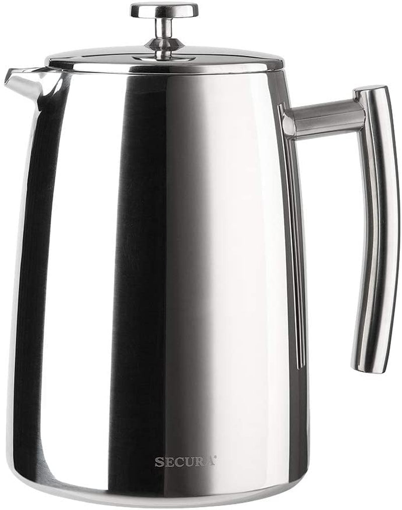 Secura French Press Coffee Maker, 50-Ounce, 18/10 Stainless Steel Insulated Coffee Press with Extra Screen