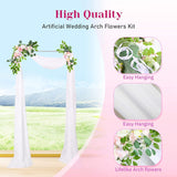 Wedding Arch Stand with Bases, Metal Garden Arbor with Wedding Arch Drape 2 Faux Flower Swags for Weddings Bridal Ceremony Garden Party Event Decoration Easy Assembly, 6.6 X 3.3 Feet (White)