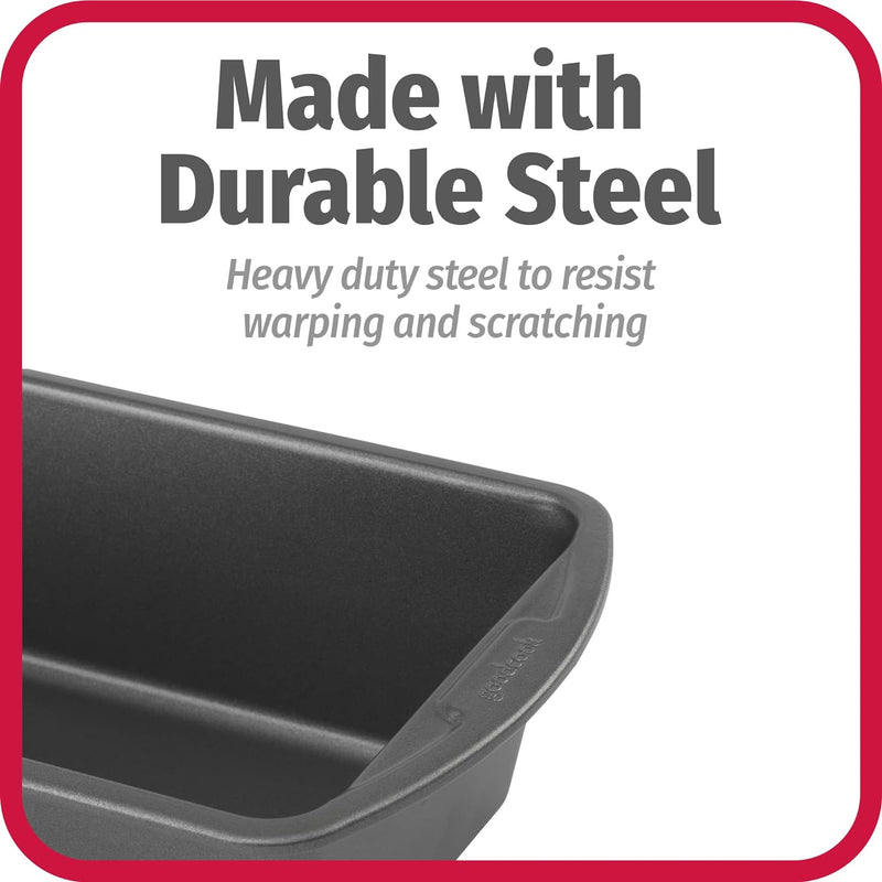 Good Cook Set of 2 Extra Large 13'' x 5'' Nonstick Steel Bread Loaf Pans, Gray