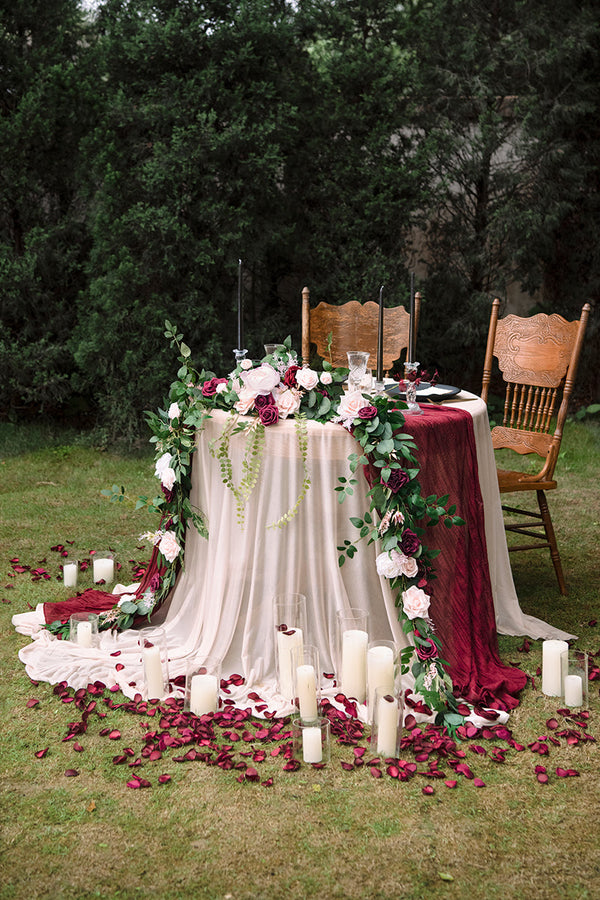 Head Table Flower Garland - 9ft Romantic Marsala