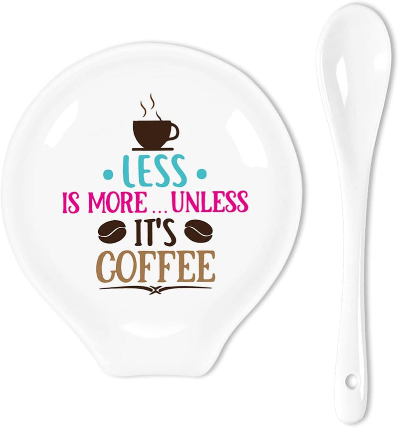 Uhealik Funny Coffee Quote Colored Pattern Ceramic Coffee Spoon Holder-Coffee Spoon Rest -Coffee Station Decor Coffee Bar Accessories-Coffee Lovers Gift for Women and Men-Coffee is Always A Good Idea