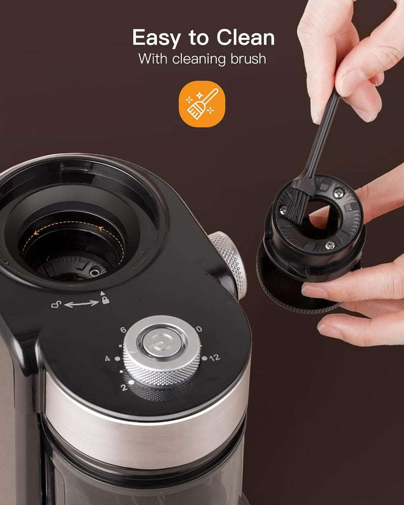 Electric Burr Coffee Grinder, Adjustable Burr Mill with 18 Precise Grind Size Setting, Burr Coffee Grinder for Espresso, Drip Coffee and French Press Coffee, Black