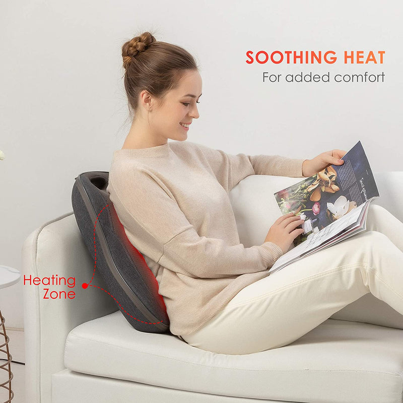 COMFIER Cordless Back Massager with Heat - Rechargeable Chair Massager, Shiatsu Massage Chair Pad with Adjustable Intensity,Portable Massage Cushion, Ideal Gifts for Men/Women