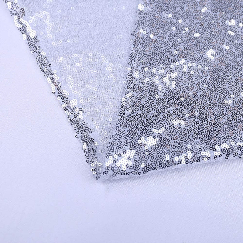 90 Silver Sparkle Sequin Tablecloth for Wedding - Cake and Linen Decoration