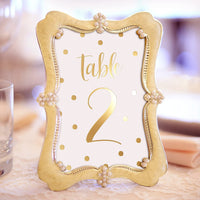 Gold Table Numbers for Wedding by  - 1 to 25 Polka Dot Table Number Cards for Weddings, Bar Mitzvah, Quinceanera Decorations, Restaurant and More! Premium Paper Table Numbers