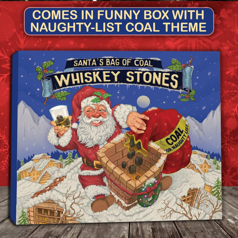 15 Whiskey Stones in Gift Box w/Sack - Naughty List Christmas Stocking Stuffers for Men. Bourbon Bar Gadget Gifts for Dad, White Elephant for Him Husband Boyfriend Adults. Soapstone Scotch Rocks