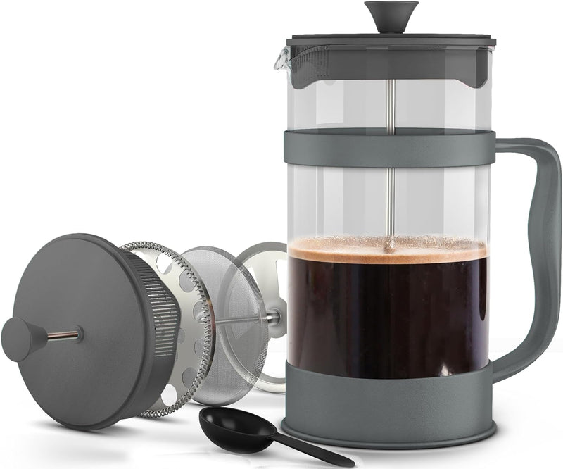 Utopia Kitchen French Press Coffee Maker, Espresso Tea and Coffee Maker with Triple Filters 34 Ounce, Stainless Steel Plunger and Heat Resistant Borosilicate Glass - Black