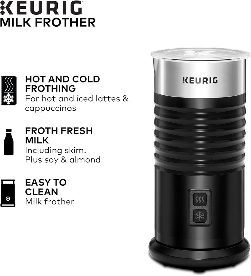 Keurig Standalone Frother Works Non-Dairy Milk, Hot and Cold Frothing, 6 Oz, Black