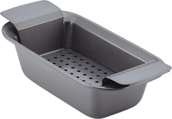 Rachael Ray Bakeware Meatloaf/Nonstick Baking Loaf Pan with Insert, 9 Inch x 5 Inch, Gray