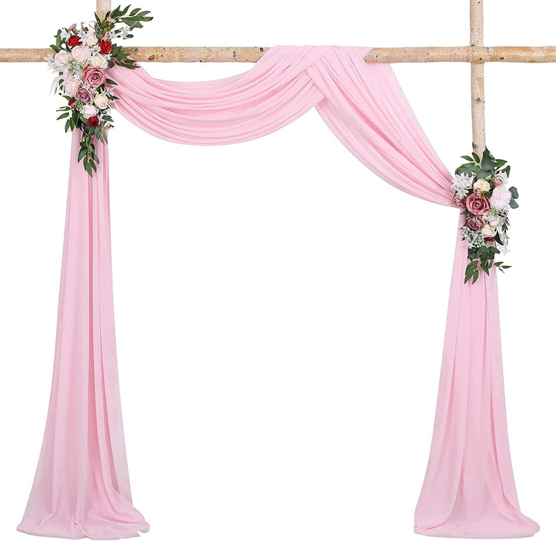 WeddingBaby Shower Decor Set - Pink Chiffon Drapes 3 Panels 6 Yards