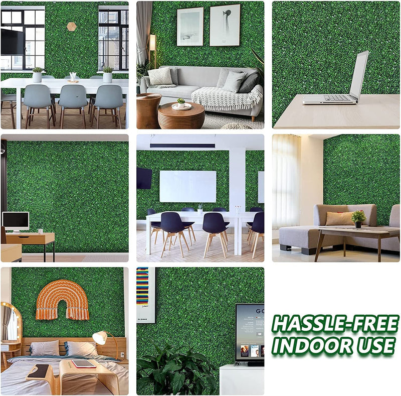 12PCS Grass Wall Panel with Flowers Boxwood and UV Protection for Outdoor and Indoor Use