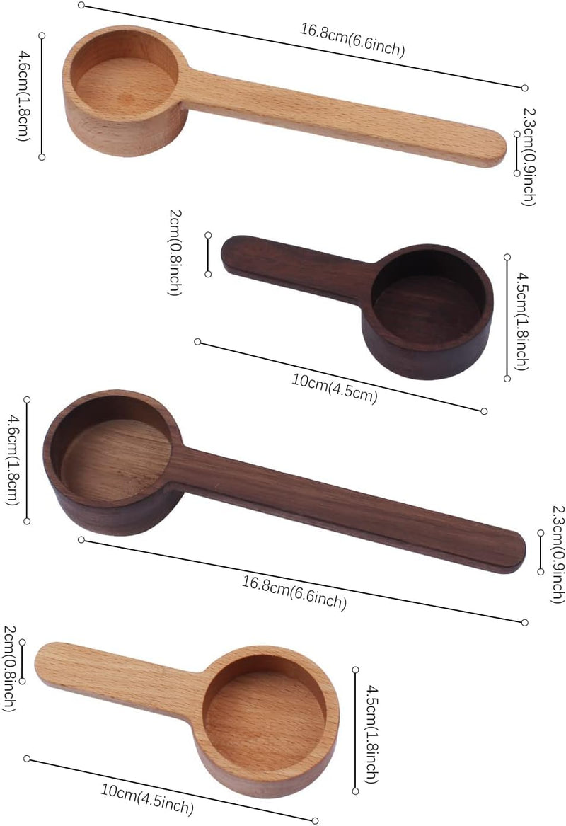 Wooden Coffee Spoon, Coffee Scoop Measuring for Coffee Beans, Whole Beans Ground Beans or Tea, Home Kitchen Tools Utensils (3.8in, beech)