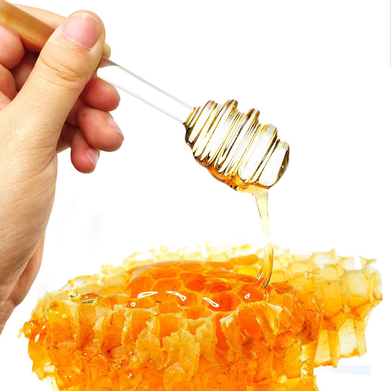 Honbay 1PCS Glass Honey Jam Syrup Dipper Stick Honey Spoon Dipper for Honey Pot Jar(6 Inch)