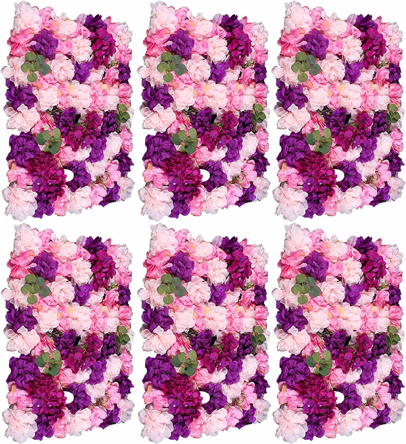 Silk Flower Panel with Leaves - 6 Pcs - WeddingHome Decor - 16x24 - PinkPurple