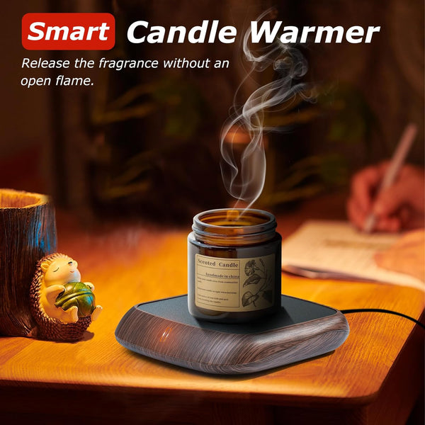 PUSEE Large Candle Warmer Plate with 6H Auto Shut Off, Coffee Mug Warmer with 2 Temp Settings,Wax Candle Warmer Safely Releases Scents Without a Flame,Tea Cup Warmer for Desk in Your Home & Office.