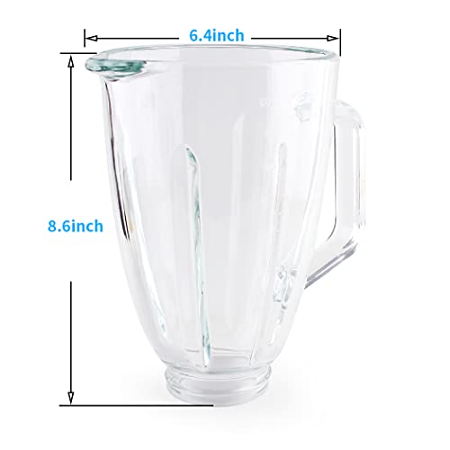 6-Cup Glass Jar with Black Collar Blade - Compatible with Cuisinart Blenders