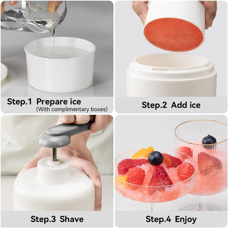 Ice Shaver Manual Snow Cone Machine Protable Shaved Ice Maker Ice Crusher with 3 Free Ice Boxes