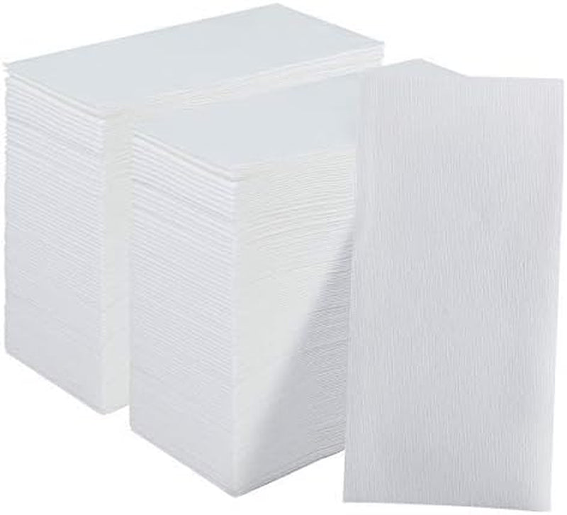 JOLLY CHEF 100 Disposable Hand Towels, Soft and Absorbent Linen Feel Dinner Napkin, Elegant Decorative Paper Guest Towels for Kitchen, Bathroom,Weddings,Parties, Gold and White