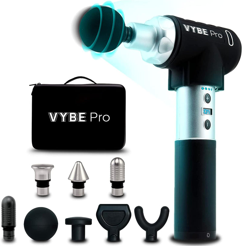 Exerscribe Vybe Pro Muscle Massage Gun for Athletes - 9 Speeds, 8 Attachments - Powerful Handheld Deep Tissue Percussion Massager for Body, Back, Shoulder Pain