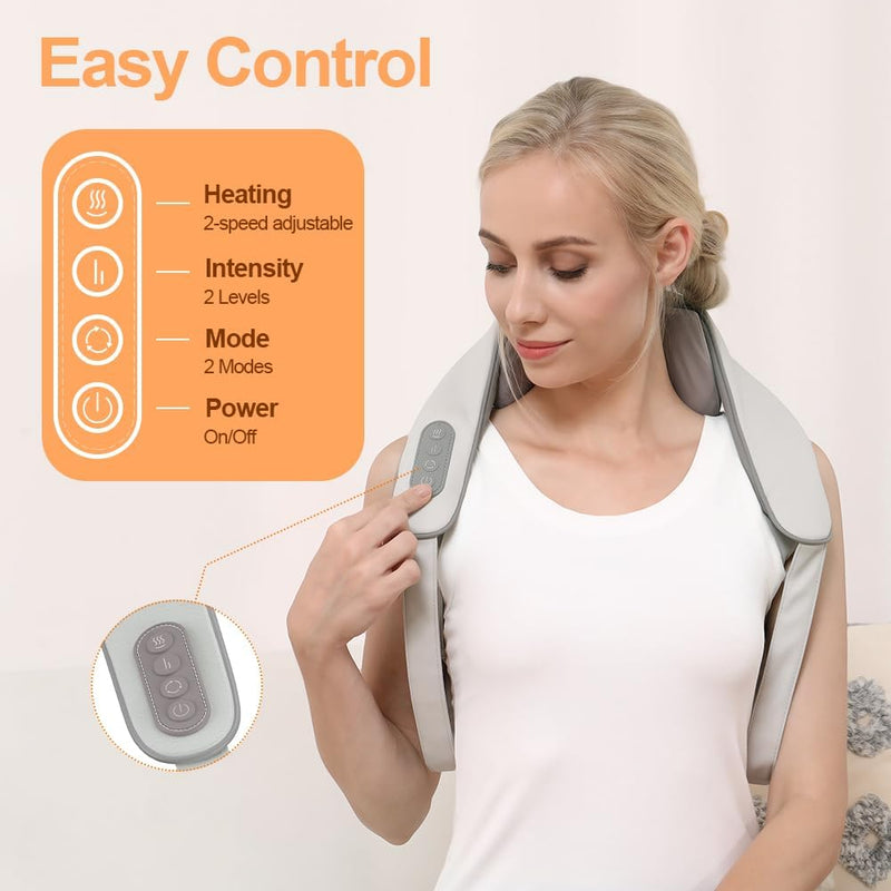 PENTASMART Neck Massager, Neck and Shoulder Massager with Heating for Neck, Shoulder, Back and Leg Pain Relief, Cordless Shiatsu Massager Gifts for Men, Women, Mums and Dads