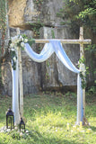 Arch for Wedding Ceremony Fabric Drapes Sheer Backdrop Curtain Panels for Wedding Arch, 3 Panels 30" Wide 6 Yards Long, Dusty Blue & White