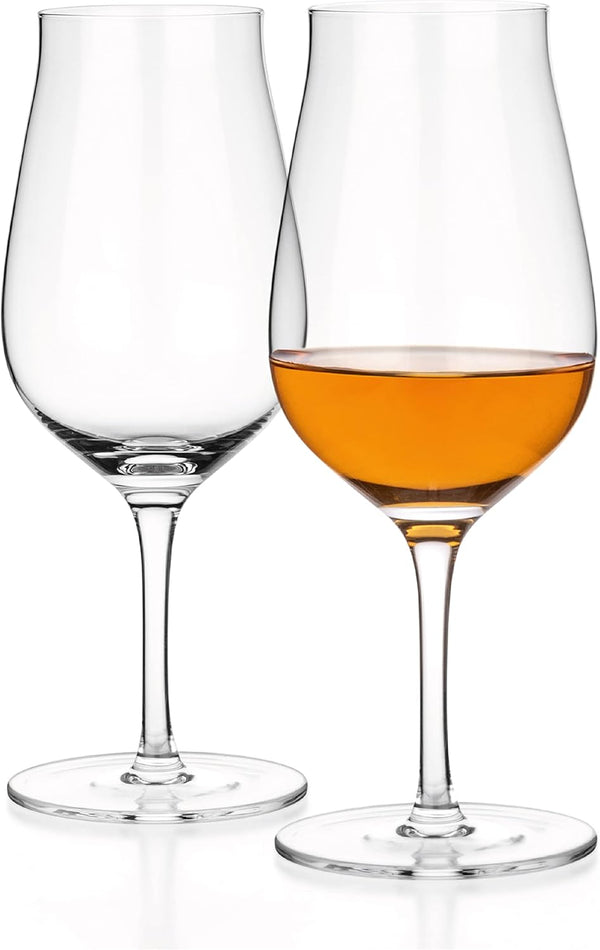 LUXBE - Bourbon, Brandy & Cognac Crystal Glasses Tulip Snifter, Set of 2 - Large Handcrafted LeadFree Glass - Great for Spirits Drinks - Whiskey Scotch - 10oz/300ml