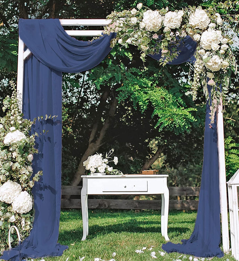 20FT Wedding Arch Draping in Dusty Blue Sheer Backdrop Curtains - Chiffon Fabric Panels for Reception or Ceremony Decor