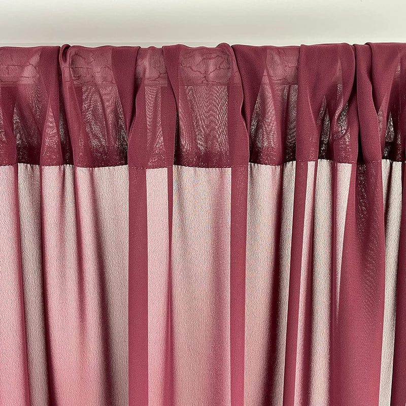 bytesBurgundy Sheer Chiffon Backdrop Curtains - 10x10ft