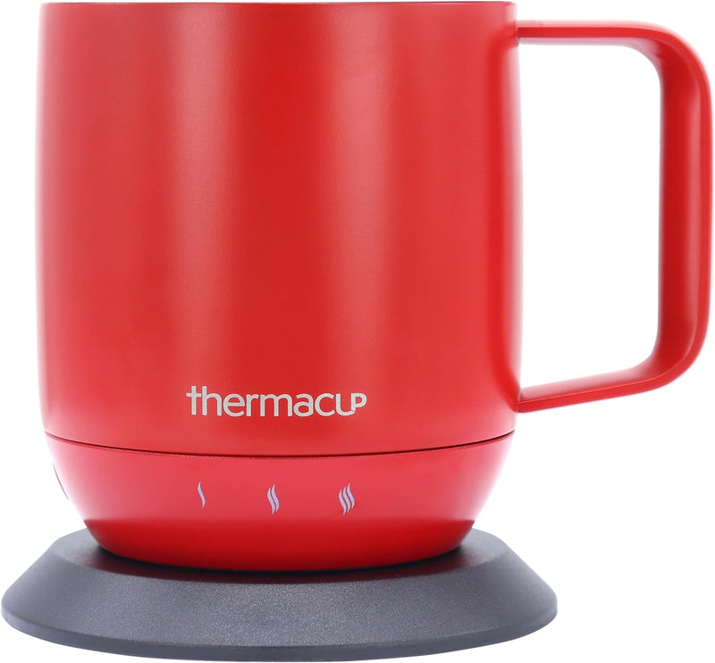 Thermacup Premium Self-Heating Coffee Mug with Lid, Temperature Controlled Led Electric Mug, 3 Custom Heat Settings, Auto Shut Off Feature, Keeps Liquids Warm, Sip Smarter (Midnight Black – 14 oz.)