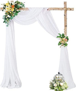 PARTISKY Wedding Arch Draping Fabric - 28 X 19Ft White Sheer Backdrop Curtain