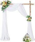 PARTISKY Wedding Arch Draping Fabric, 1 Panel 28" X 19Ft White Wedding Arch Drapes Sheer Backdrop Curtain for Wedding Ceremony Party Ceiling Decor
