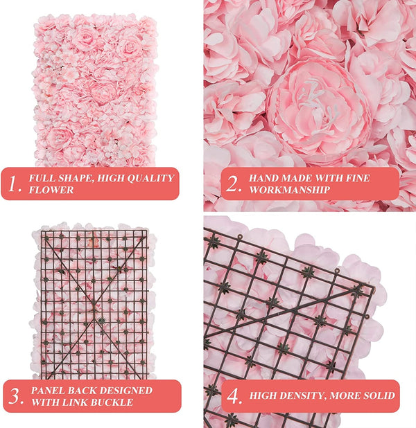 Silk Rose Flower Panels - 2 Pack Pink 16x24 inches for Weddings Backdrops and Decorations