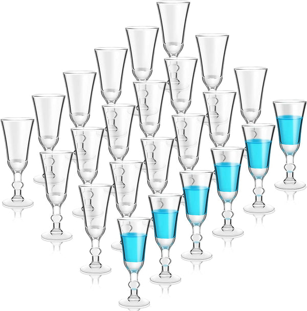Shot Glasses with Stem 1 Oz Cordial Glasses Mini Wine Glasses Limoncello Port Glasses Clear Heavy Base Fancy Shot Glass Small Goblet Glasses for Vodka, Cocktail, Liquor for Kitchen Dining (24 Pcs)