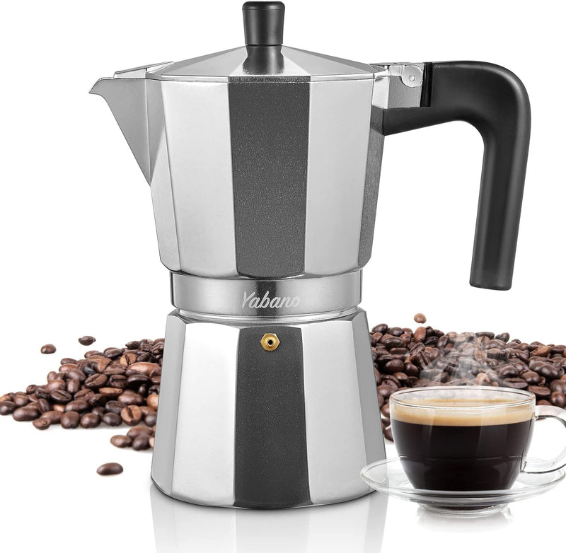 Yabano Stovetop Espresso Maker, 6 Cups Moka Coffee Pot Italian Espresso for Gas or Electric Ceramic Stovetop, Italian Coffee maker for Cappuccino or Latte