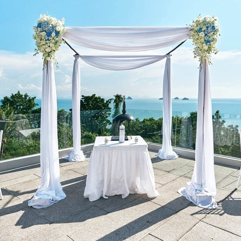 Wedding Arch Drapes Fabric - 2 Panels White 6 Yards 29 x 216 Sheer Backdrop Curtain for Party Ceremony Stage Decor