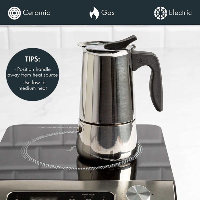 Primula Premium Stainless Steel Stovetop Espresso and Coffee Maker, 6-Cup