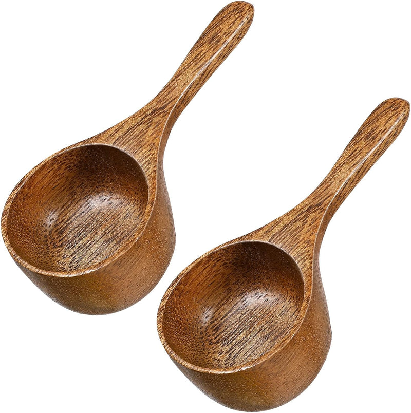 Housoutil 2pcs Wooden Coffee Spoons, Wooden Coffee Ground Spoon Coffee Scoops, Wooden Measuring Tablespoon for Coffee Beans, Ground Beans, Protein Powder, Spices, Tea Scoops for Canisters