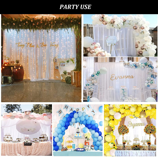 10Ft White Chiffon Backdrop Curtain for Wedding and Party Decoration - Wrinkle-Free Sheer Fabric
