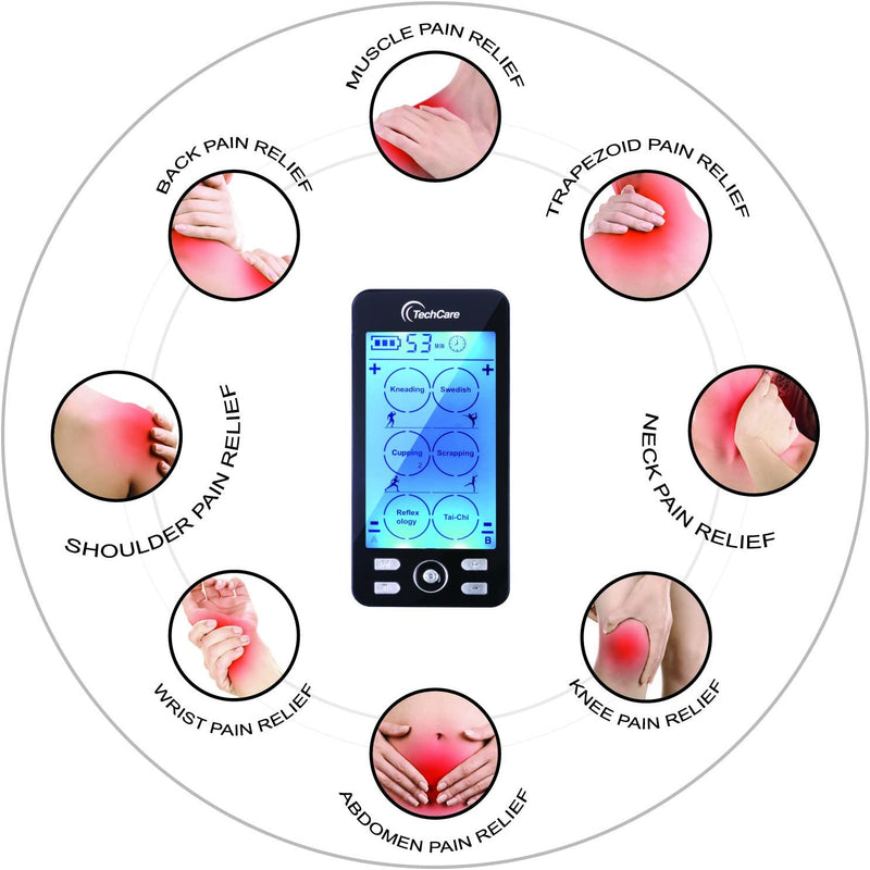 TechCare Plus 24 Modes Tens Unit Massager Rechargeable Unit Electric Complete Set + Massage Belt + Reflexology Shoes Back Neck Pain